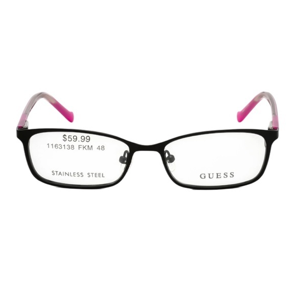 Guess Demo Square with Black Frame and Pink Tips Eyeglasses RX